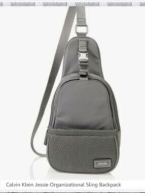 Calvin Klein Gray Jessie Sling Bag Crossbody Organizational Bag Nylon